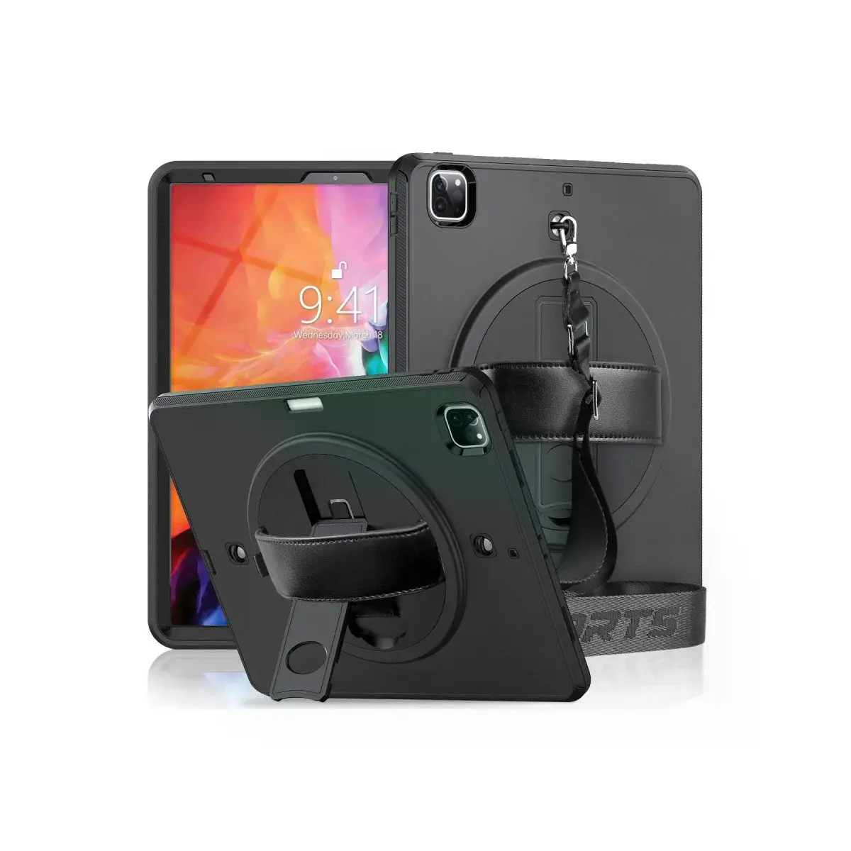 İpad Pro 12.9 (2021) Kılıf Strap-c Otterbox Tablet Kapak - Siyah