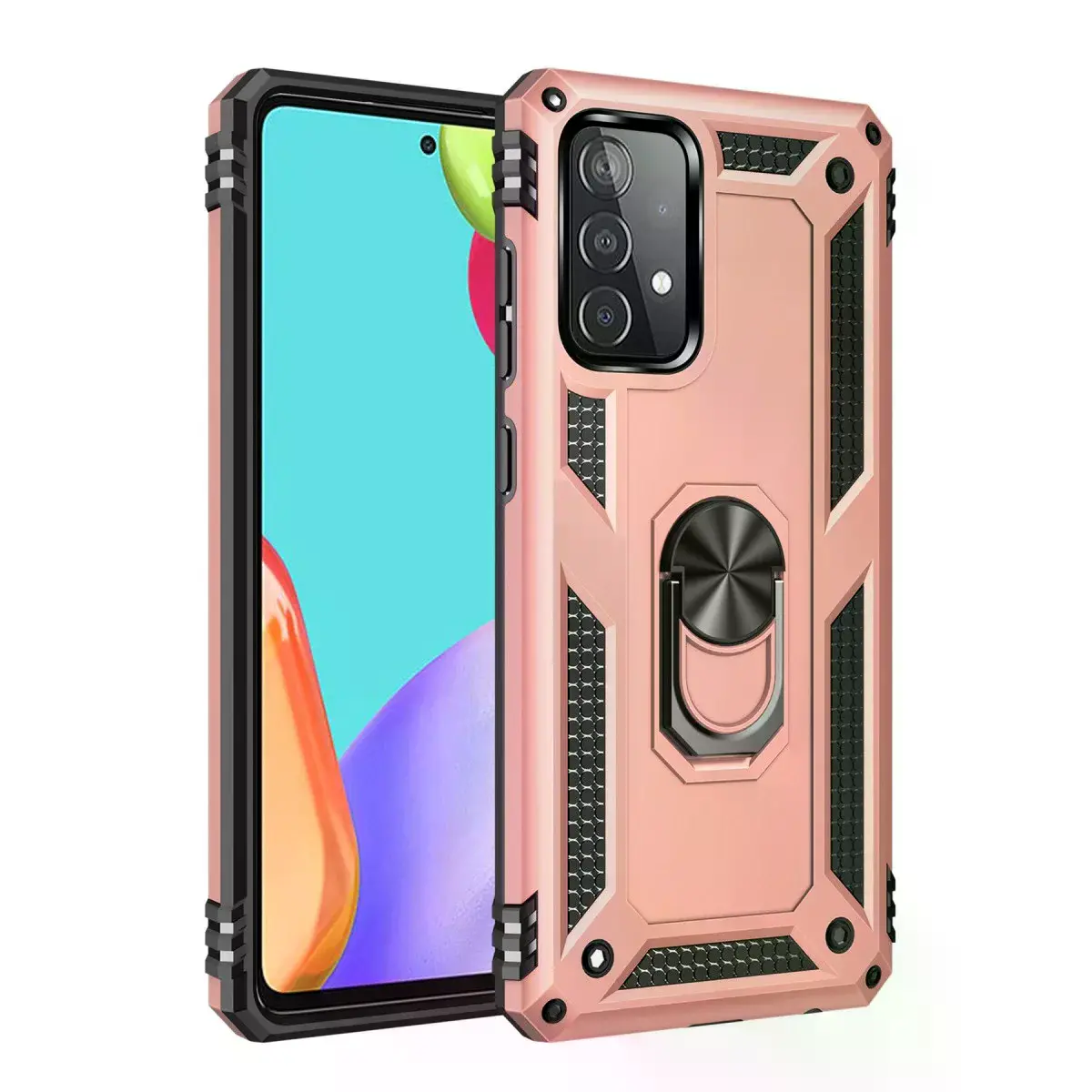 Samsung Galaxy A52 Kılıf Sofya Yüzüklü Silikon Kapak - Rose