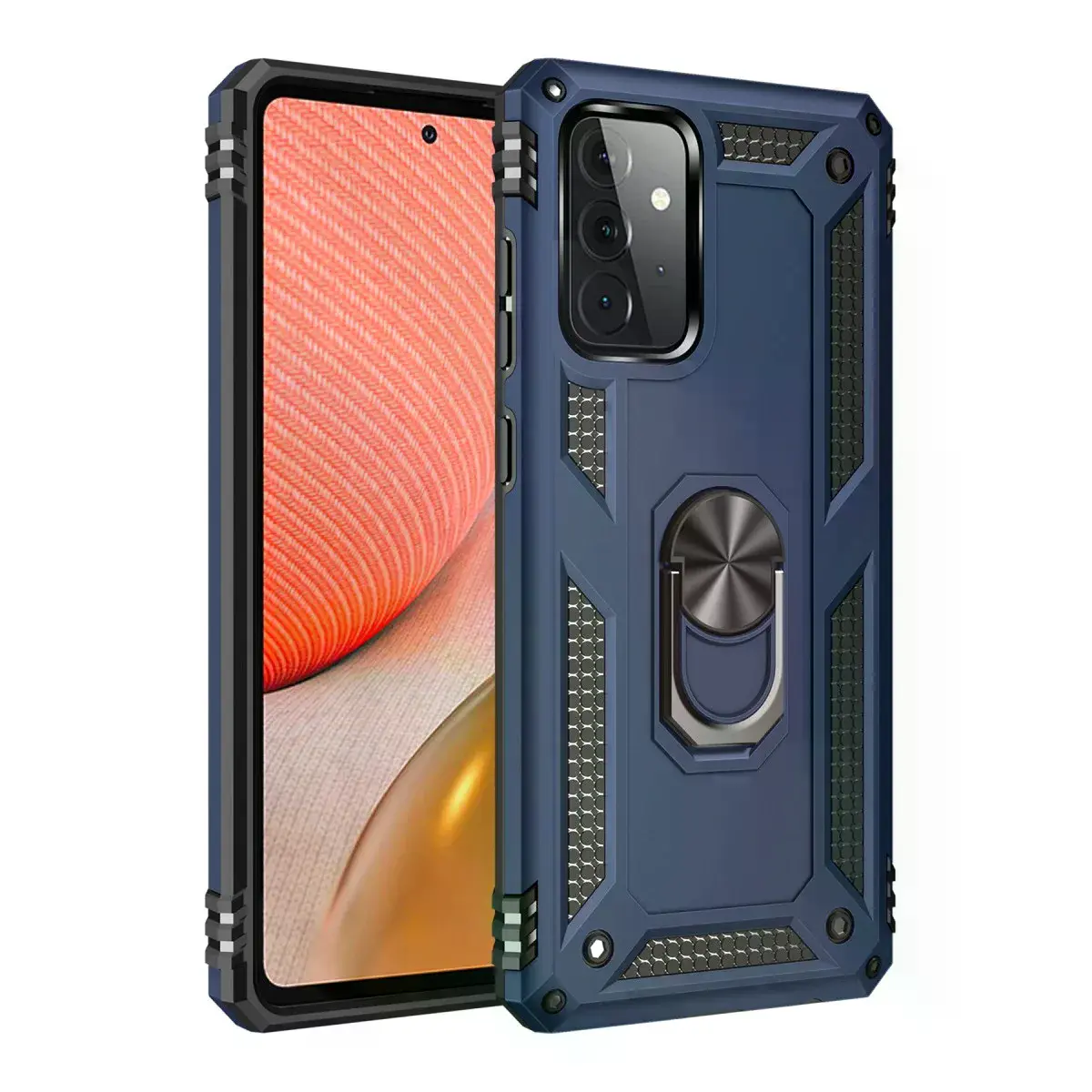 Samsung Galaxy A72 Kılıf Sofya Yüzüklü Silikon Kapak - Lacivert