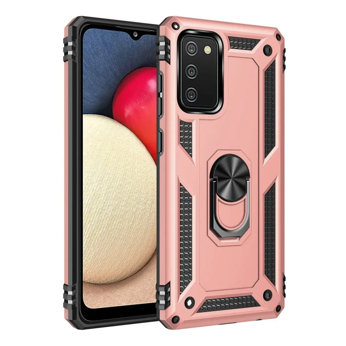 Samsung Galaxy A02s Kılıf Sofya Yüzüklü Silikon Kapak - Rose