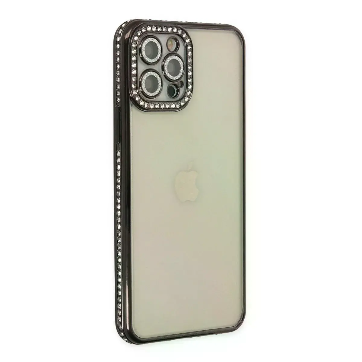 İphone 12 Pro Kılıf Joke Taşlı Silikon - Siyah