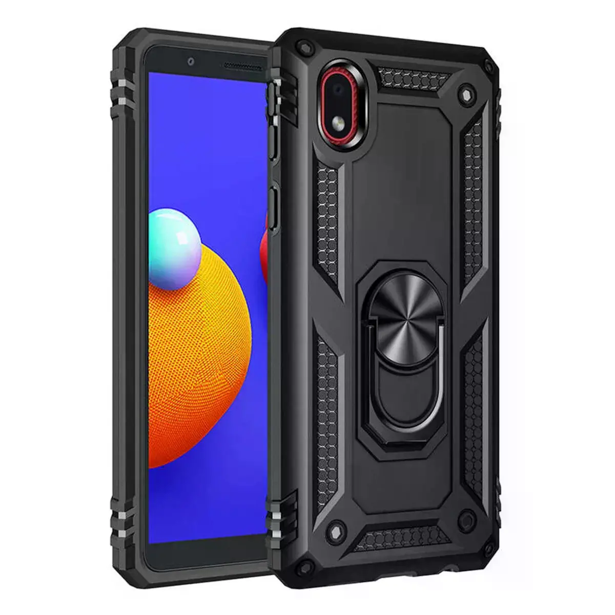Samsung Galaxy A01 Core Kılıf Sofya Yüzüklü Silikon Kapak - Siyah