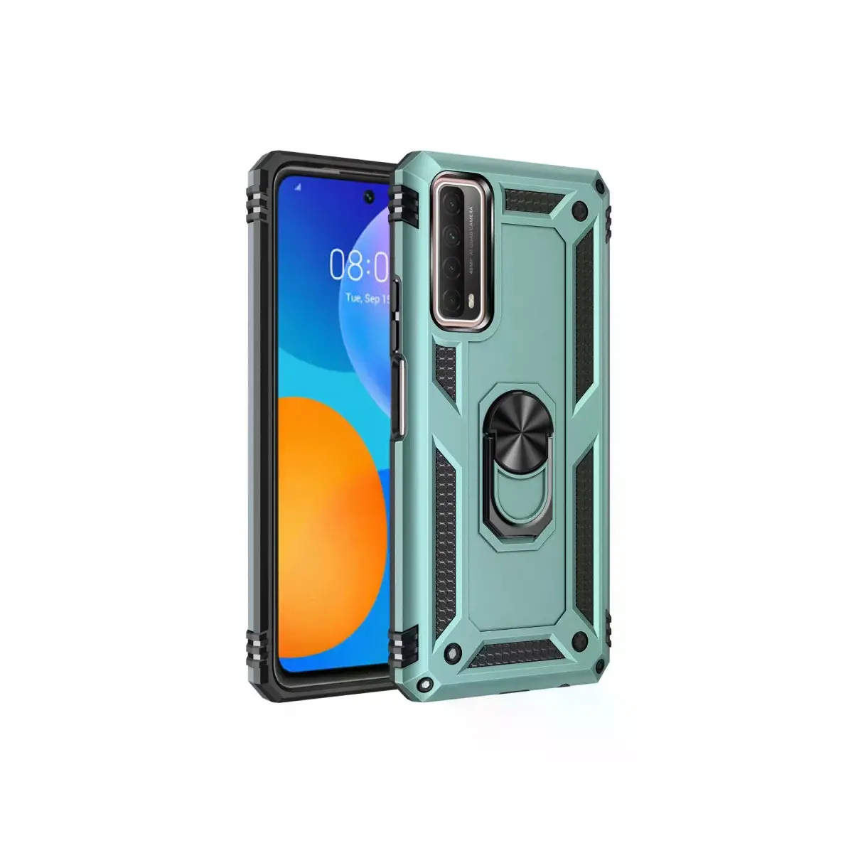 Huawei P Smart 2021 Kılıf Sofya Yüzüklü Silikon Kapak - Yeşil