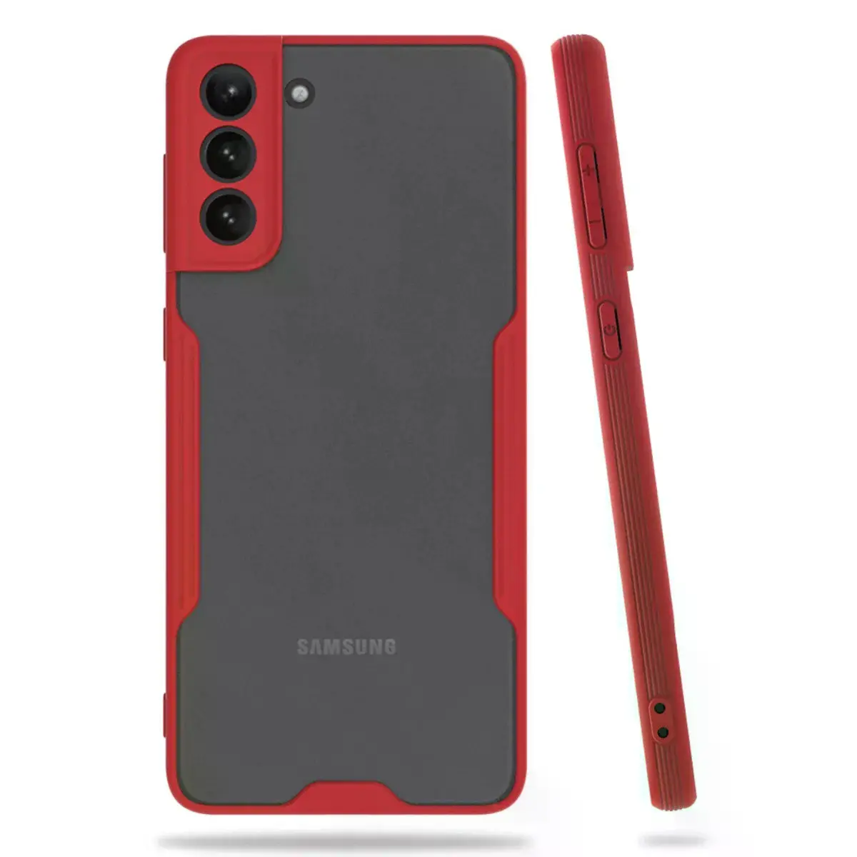 Samsung Galaxy S21 Plus Kılıf Platin Silikon - Kırmızı