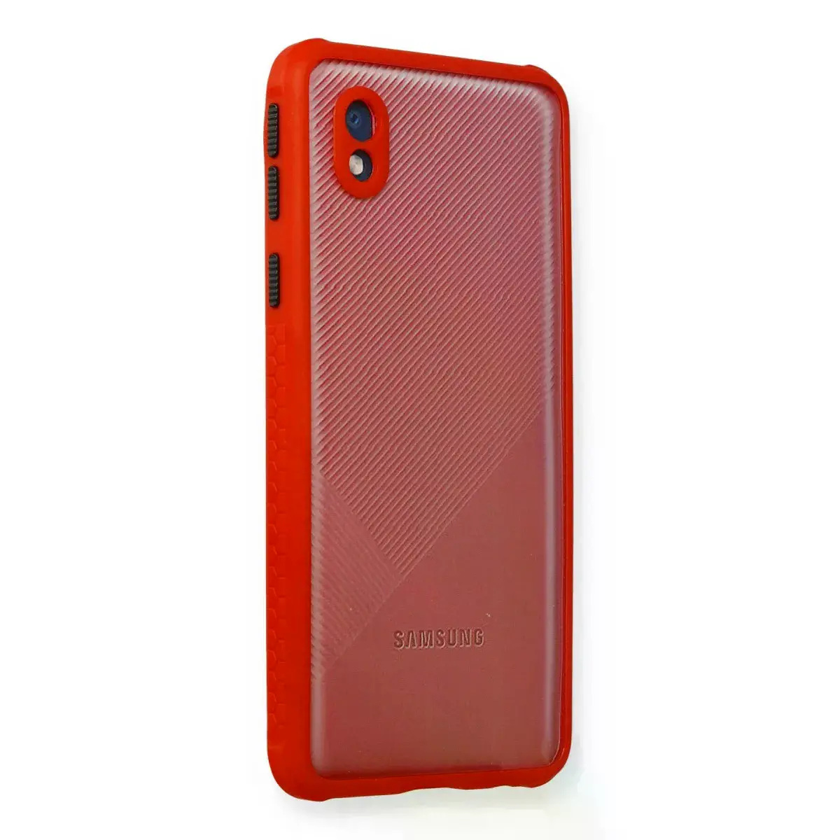 Samsung Galaxy A01 Core Kılıf Miami Şeffaf Silikon - Kırmızı