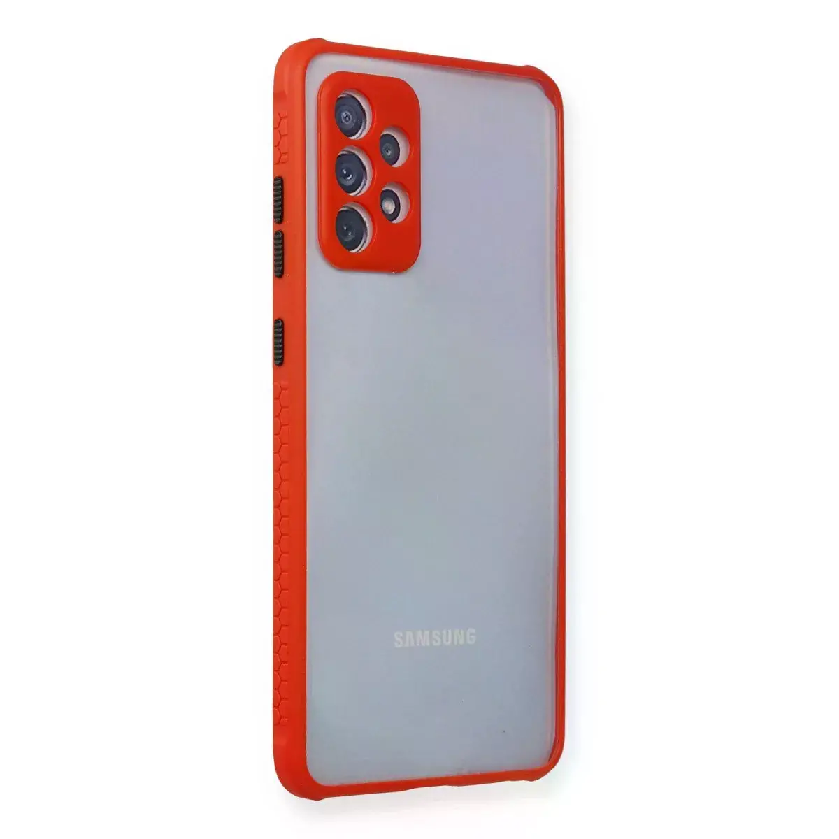Samsung Galaxy A72 Kılıf Miami Şeffaf Silikon - Kırmızı