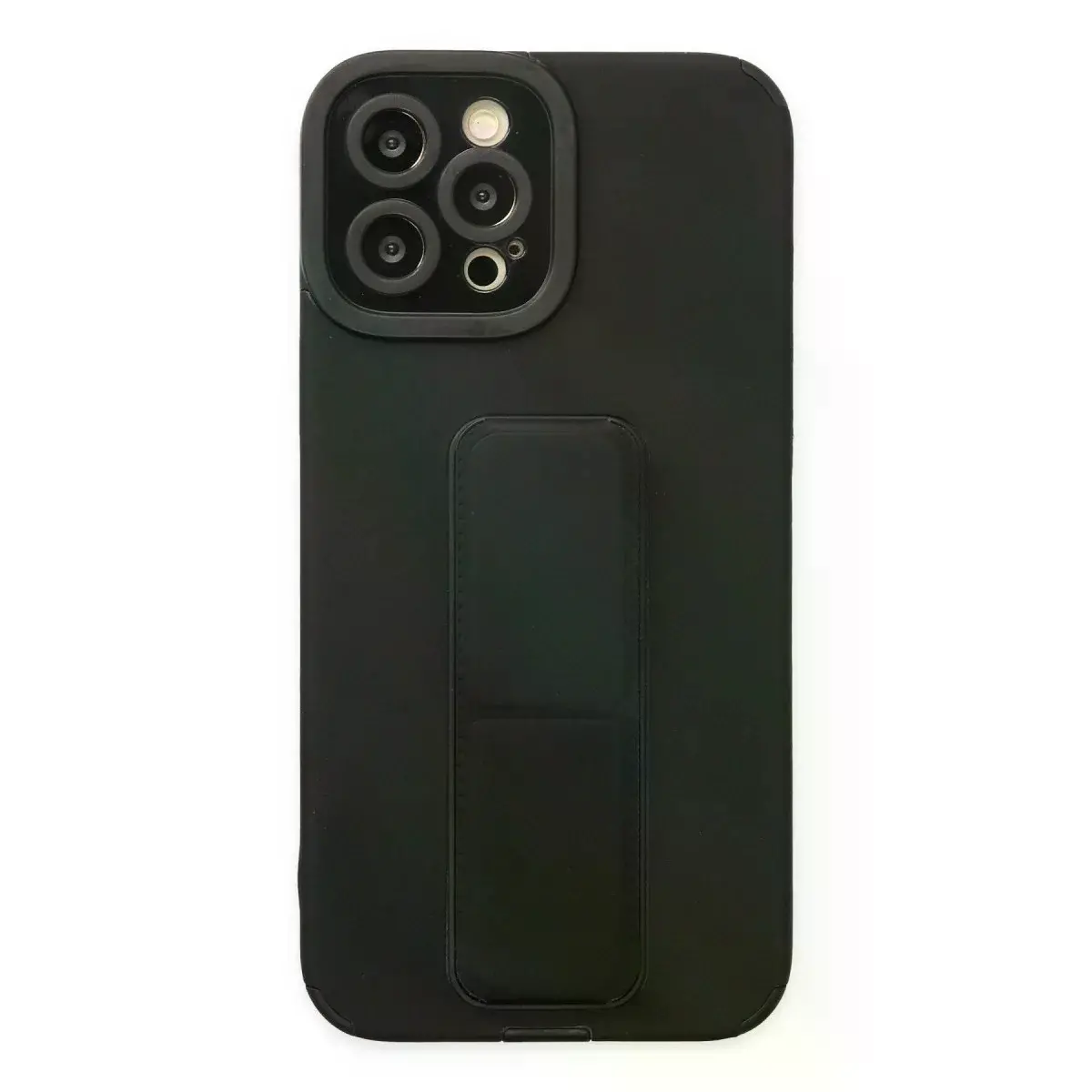 İphone 12 Pro Max Kılıf Mega Standlı Silikon - Siyah
