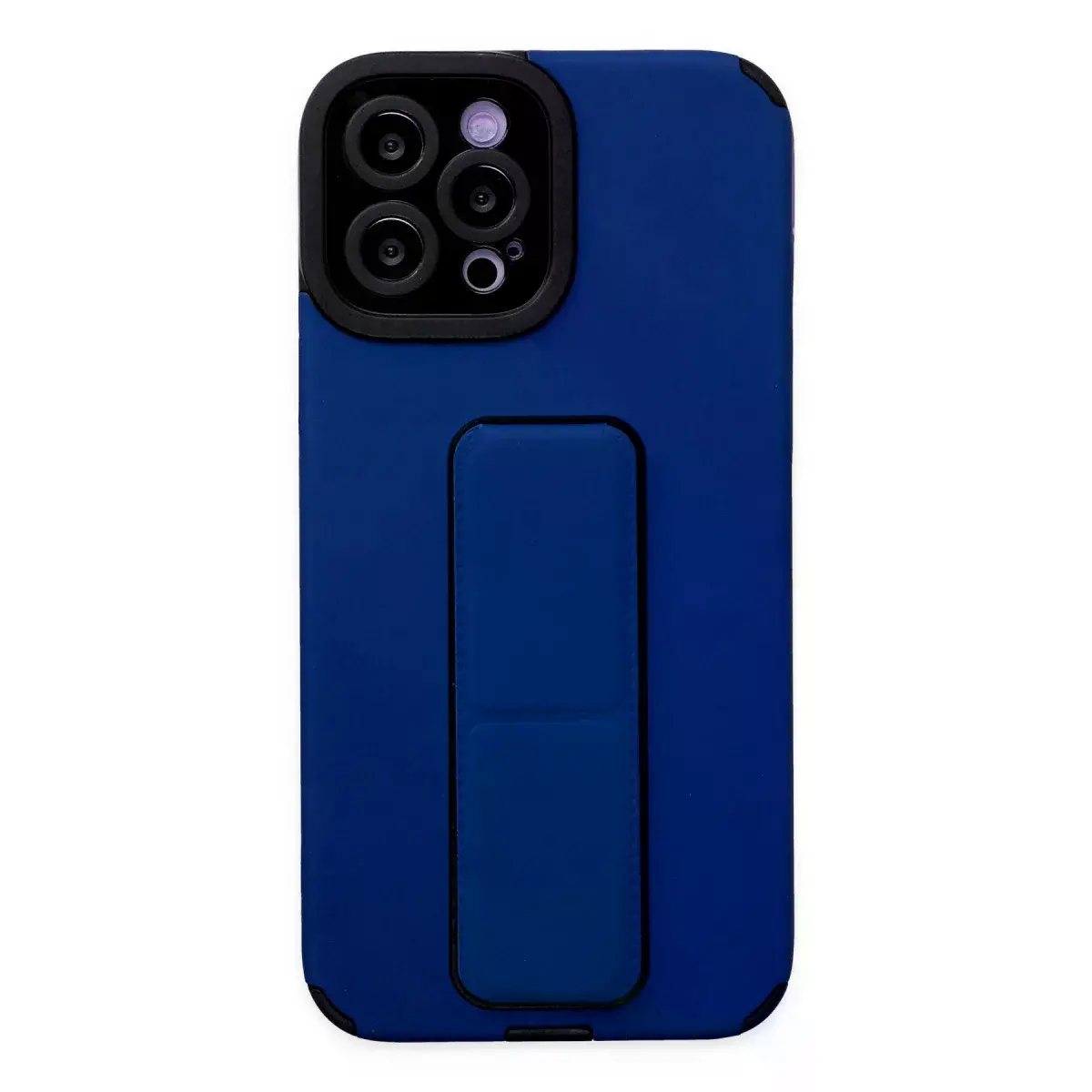 İphone 12 Pro Max Kılıf Mega Standlı Silikon - Mavi