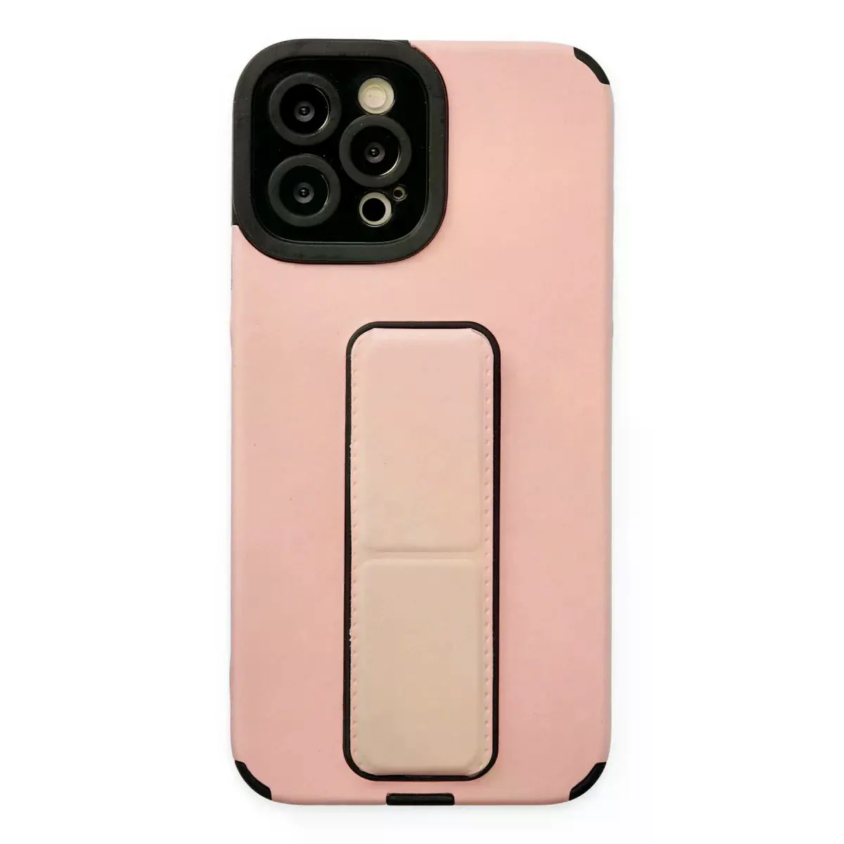 İphone 12 Pro Max Kılıf Mega Standlı Silikon - Pudra