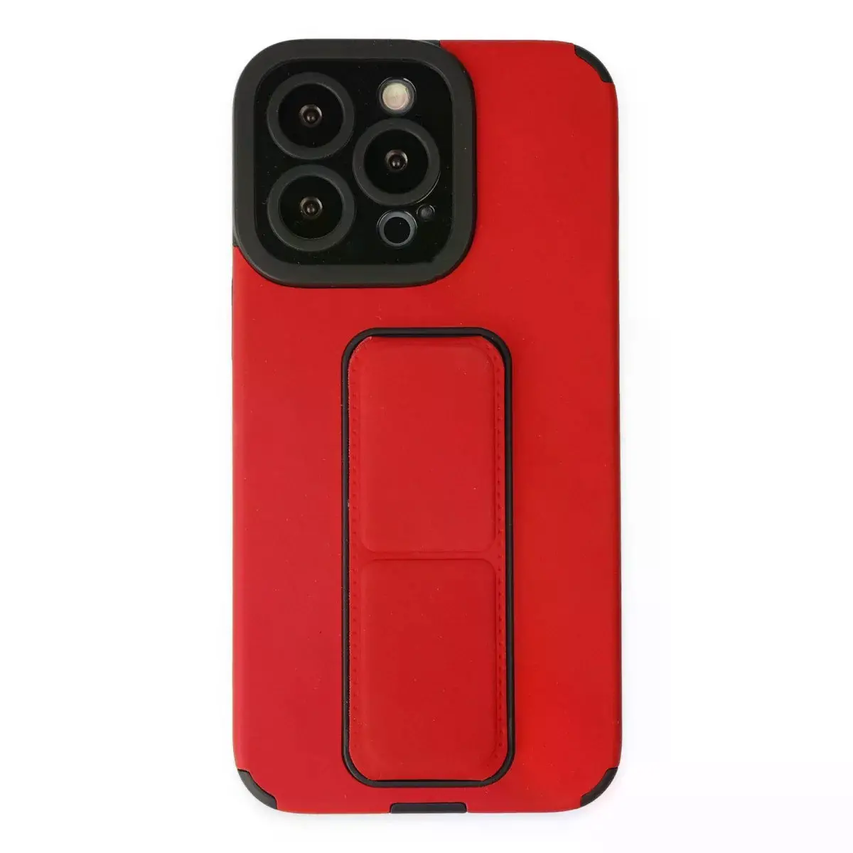 İphone 13 Pro Kılıf Mega Standlı Silikon - Kırmızı