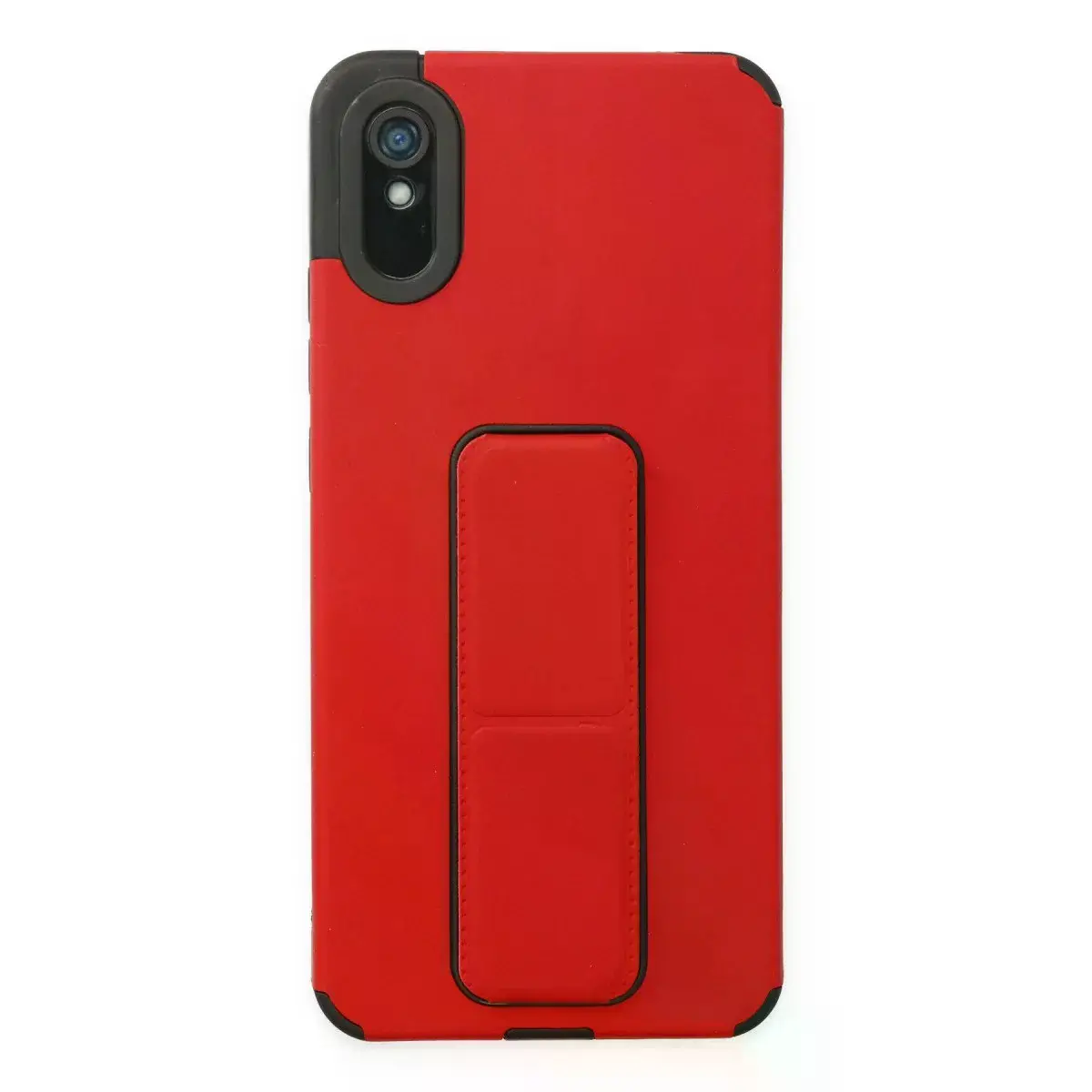 Xiaomi Redmi 9a Kılıf Mega Standlı Silikon - Kırmızı