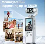 Q8 4K Ultra HD Taşınabilir Vlog Spor Ve Aksiyon Kamerası 2.0’’ Döndürülebilir IPS Ekran Beyaz-3