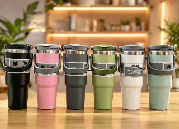 700 Ml Taşıma Kulplu Paslanmaz Çelik Termos Mug - Vakumlu Isı Yalıtımlı Bardak Alk4628