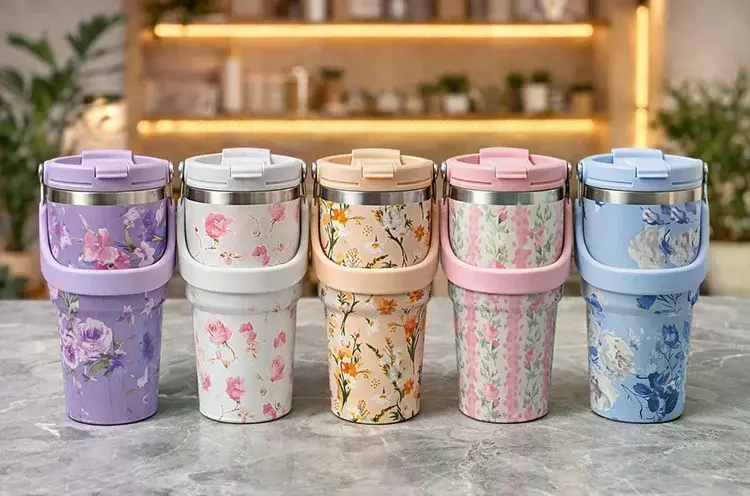 700 Ml Taşıma Kulplu Paslanmaz Çelik Termos Mug - Vakumlu Isı Yalıtımlı Bardak Alk4629