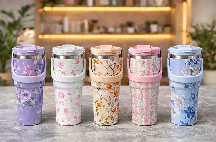 900 Ml Taşıma Kulplu Paslanmaz Çelik Termos Mug - Vakumlu Isı Yalıtımlı Bardak Alk4630
