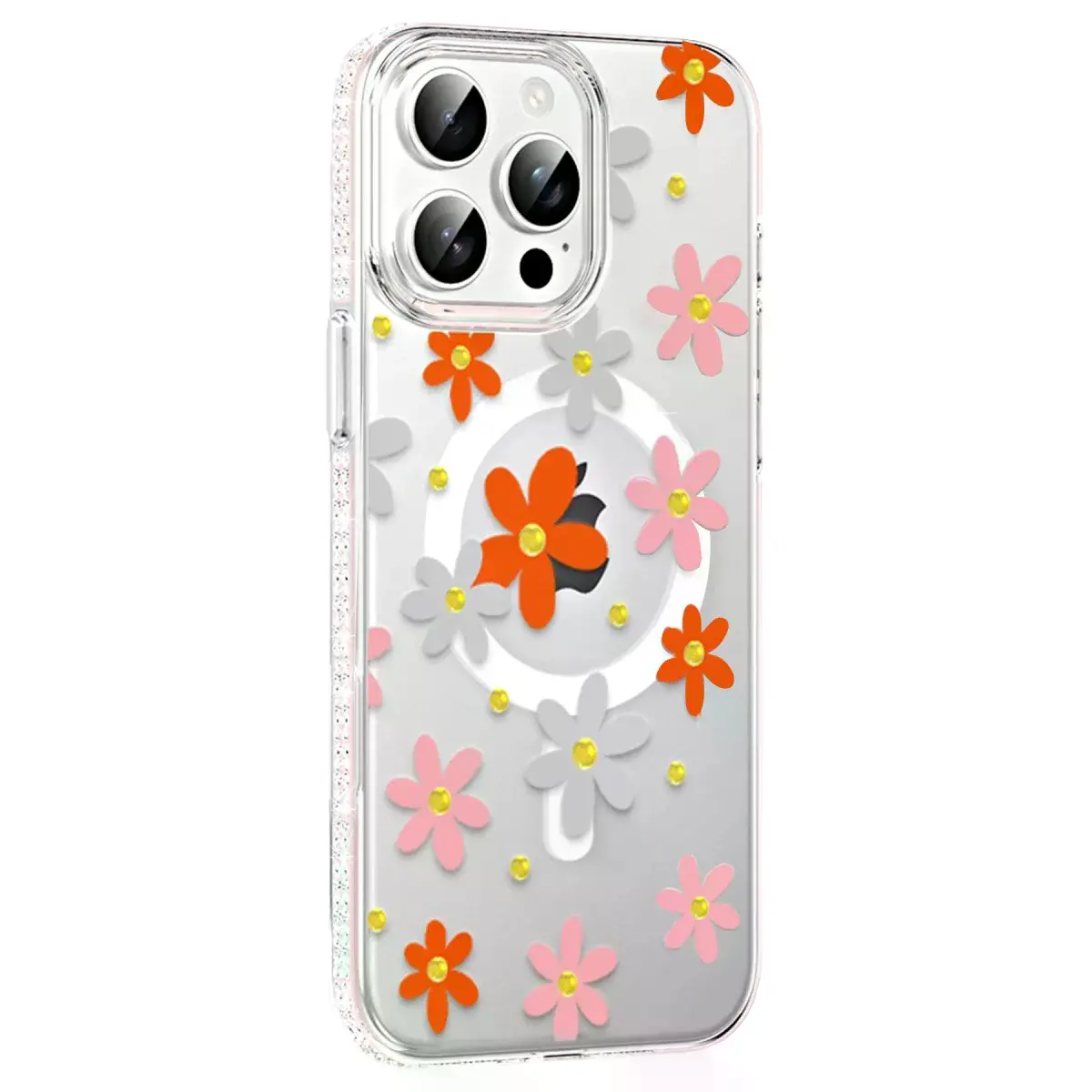 Joko  İphone 15 Pro Floral Magsafe Kapak - Turuncu