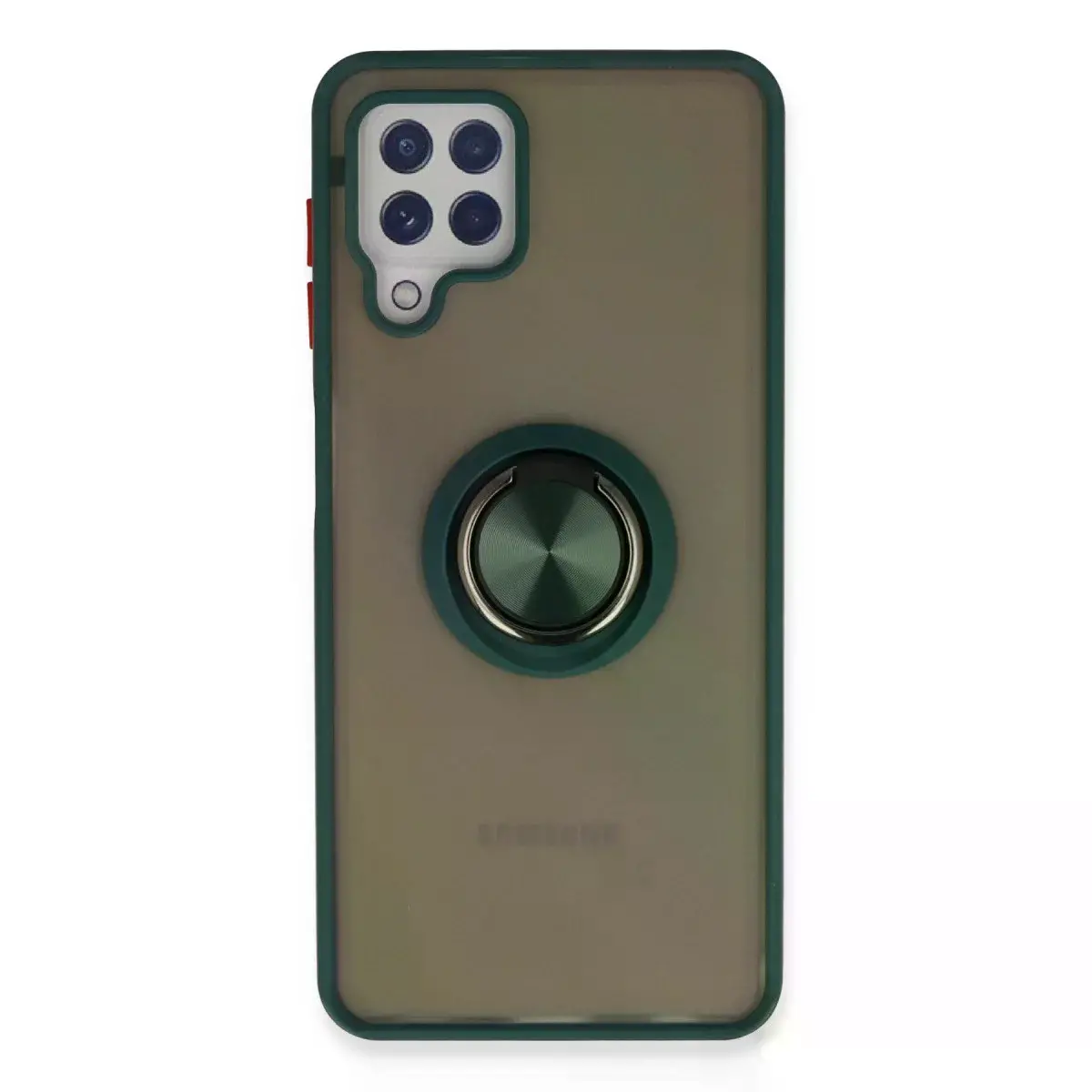 Samsung Galaxy A22 Kılıf Montreal Yüzüklü Silikon Kapak - Yeşil