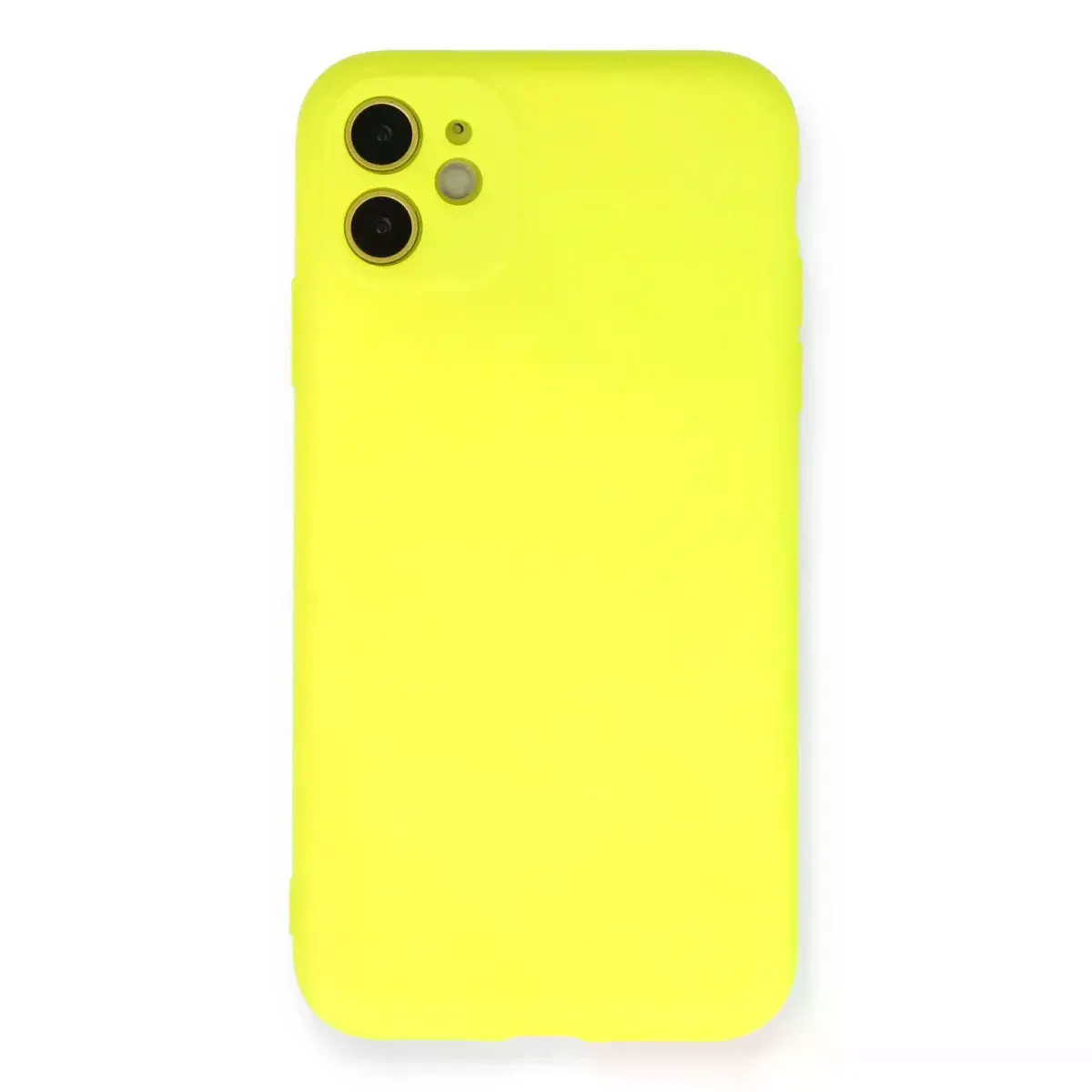 İphone 11 Kılıf Nano İçi Kadife Silikon - Sarı