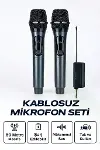 Profesyonel Çiftli Kablosuz Mikrofon Seti Karaoke Şarj Edilebilir 50 Metre-1