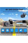 4K WiFi Çift Kameralı Araç Kamerası Gece Görüşlü G-Sensörlü Dash Cam 170 Derece-2