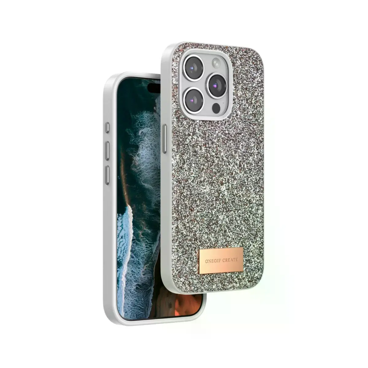 Onegif  İphone 15 Pro Bright Simli Kapak - Gold