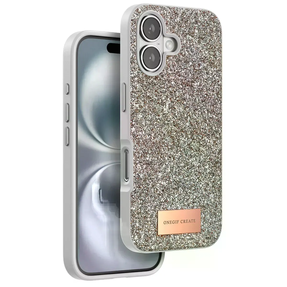 Onegif  İphone 16 Bright Simli Kapak - Gold