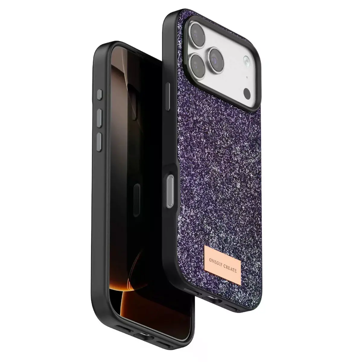 Onegif  İphone 17 Pro Bright Simli Kapak - Derin Mor