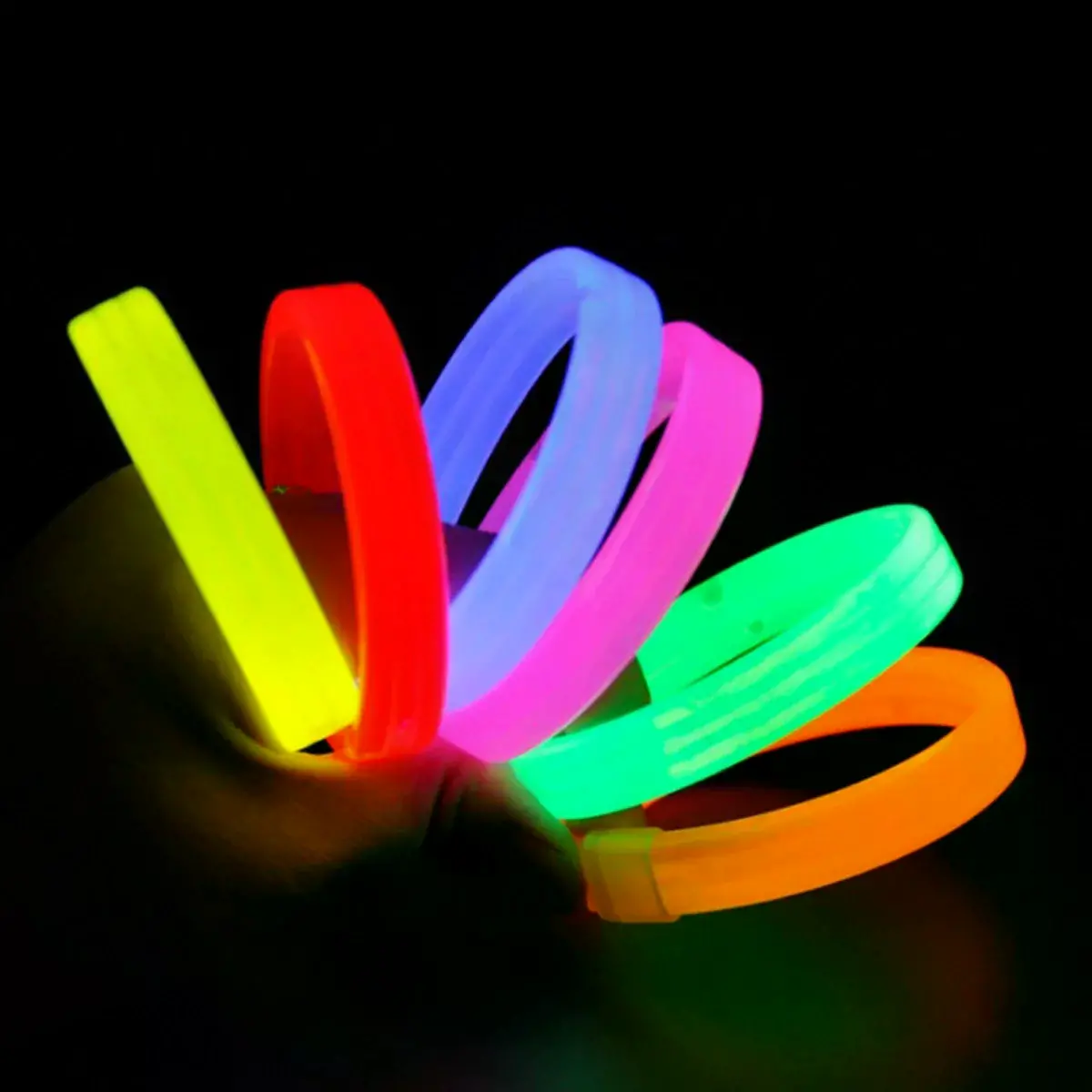 Glow Partisi Fosforlu Ekstra Kalın Bileklik 6 Renk 6’lı Set – Baskı Yapılabilir