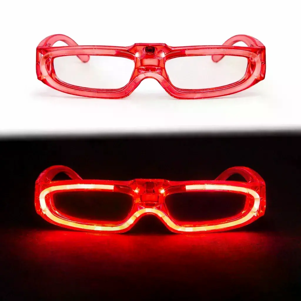 Kırmızı Led Işıklı Parti Gözlüğü 3 Modlu – Glow  Gece Eğlence Gözlüğü