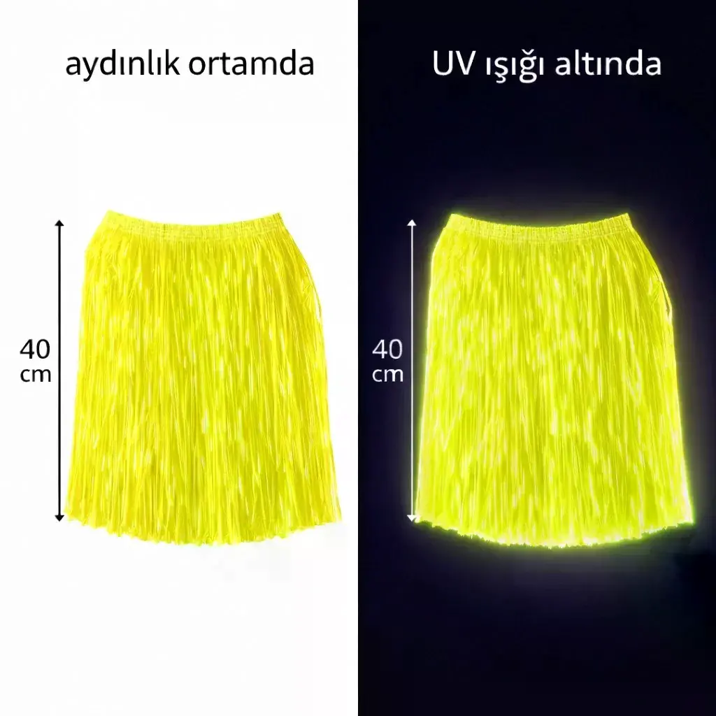 Neon Sarı Hawaii Parti Eteği 40 Cm