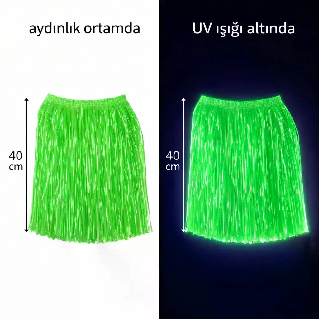 Neon Yeşil Hawaii Parti Eteği 40 Cm
