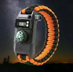 Paracord Dijital Saat Düdük Hayatta Kalma Turuncu Kamp Bilekliği-2