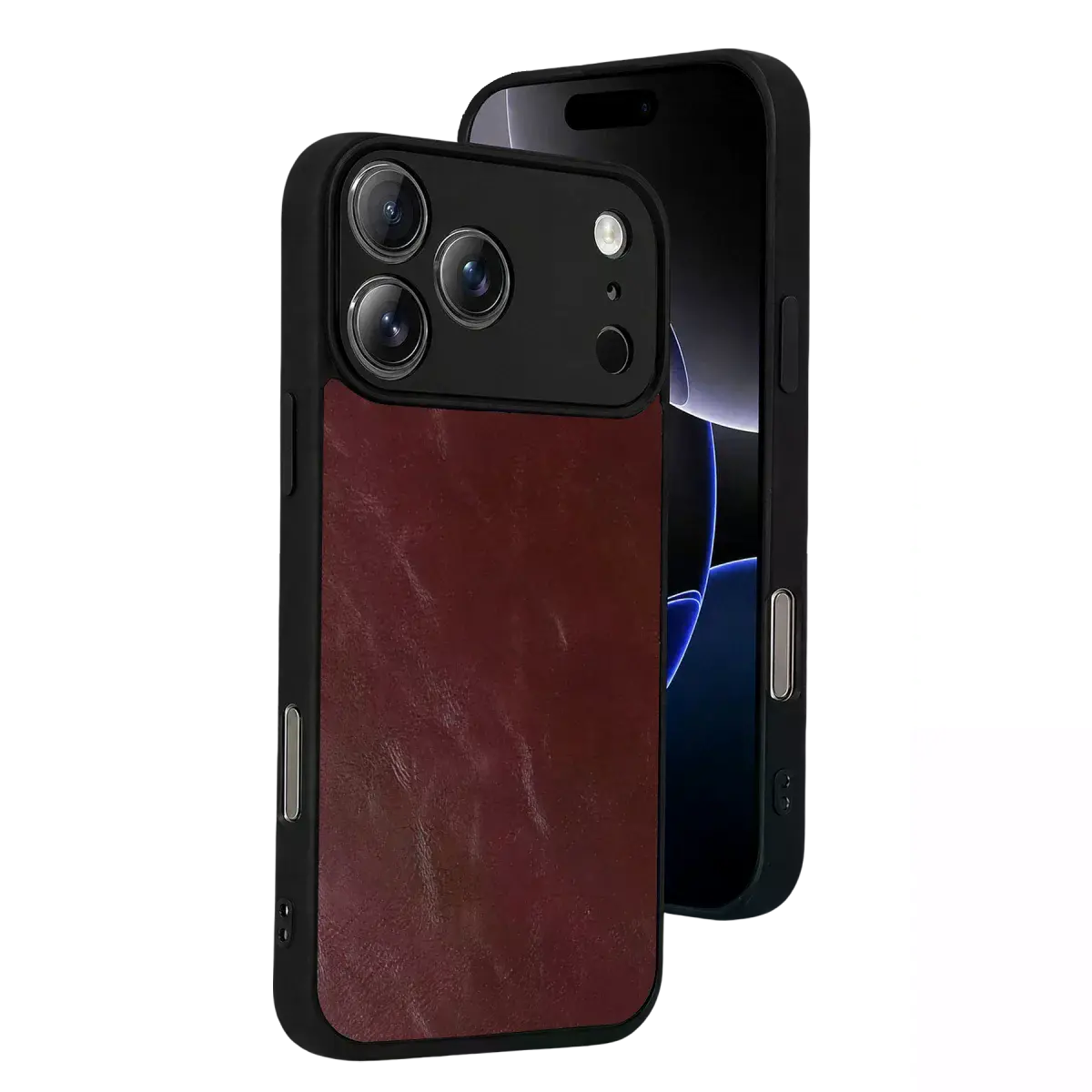 İphone 17 Pro Max Aras Deri Kapak - Bordo