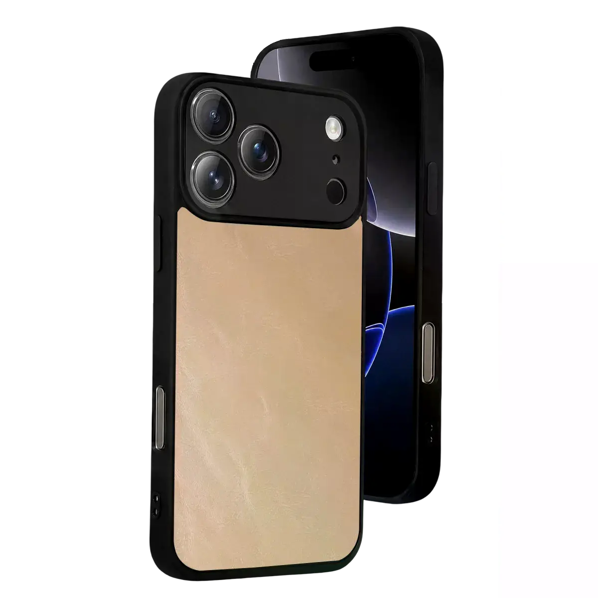 İphone 17 Pro Max Aras Deri Kapak - Pudra