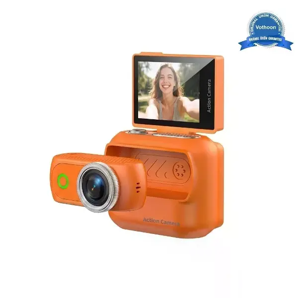 1080p Dijital Video Kamera (32gb) Kart Dijital Vlog Fotoğraf Makinesi Türkçe Turuncu