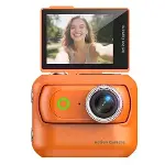 1080P Dijital Video Kamera (32GB) Kart Dijital Vlog Fotoğraf Makinesi  Türkçe  Turuncu-2