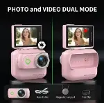 1080P Dijital Video Kamera (32GB) Kart Dijital Vlog Fotoğraf Makinesi  Türkçe Pembe-2
