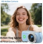 1080P Dijital Video Kamera (32GB) Kart Dijital Vlog Fotoğraf Makinesi Türkçe  Mavi-3