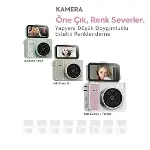 2K Mini Dijital Retro Video Kamera Flaşlı Dijital Vlog Mini Fotoğraf Makinesi Türkçe Menü Bej-5