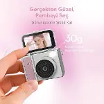 2K Mini Dijital Retro Video Kamera Flaşlı Dijital Vlog Mini Fotoğraf Makinesi Türkçe Menü Bej-7