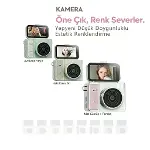 2K Mini Dijital Retro Video Kamera Flaşlı Dijital Vlog Mini Fotoğraf Makinesi Türkçe Menü Yeşil-5