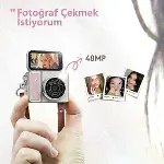 2K Mini Dijital Retro Video Kamera Flaşlı Dijital Vlog Mini Fotoğraf Makinesi Türkçe Menü Yeşil-6