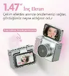 2K Mini Dijital Retro Video Kamera Flaşlı Dijital Vlog Mini Fotoğraf Makinesi Türkçe Menü Yeşil-7
