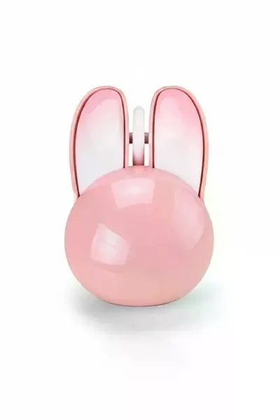 Tavşan Figürlü Kablosuz Mouse Pil Dahil Etiket Hediyeli Pembe
