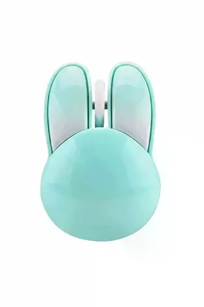 Tavşan Figürlü Kablosuz Mouse Pil Dahil Etiket Hediyeli Mavi