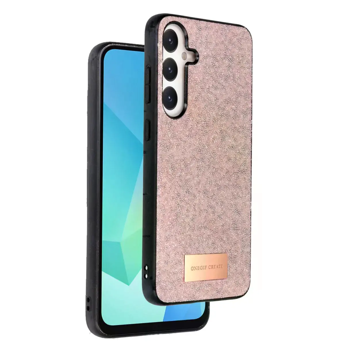 Onegif Samsung Galaxy A56 Bright Simli Kapak - Pembe