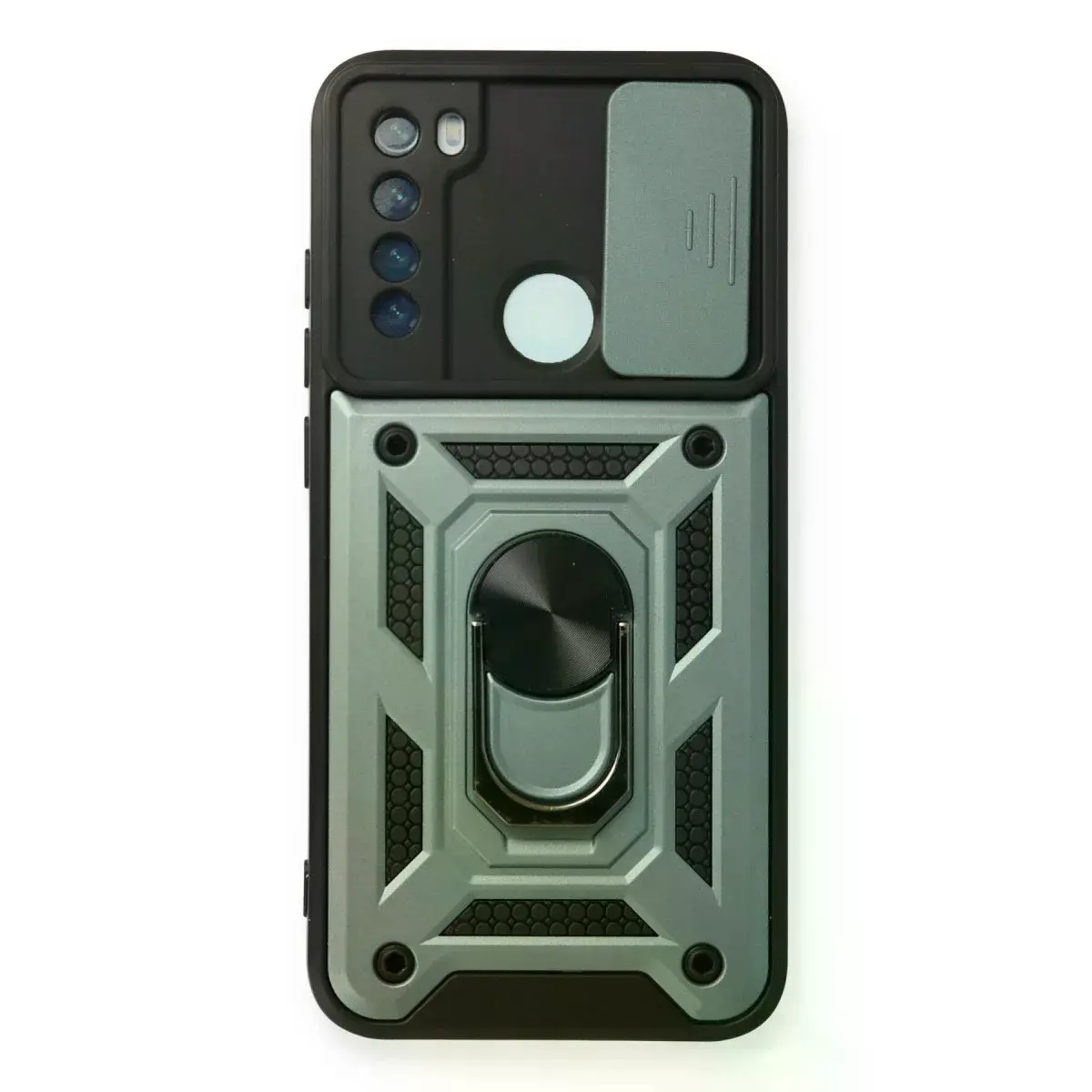 Xiaomi Redmi Note 8 Kılıf Pars Lens Yüzüklü Silikon - Yeşil