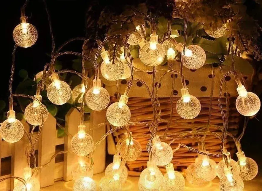 5m 28 Led Kristal Top Gün Işığı Şeffaf Kablo Fişli Eklemeli Mz-18-14