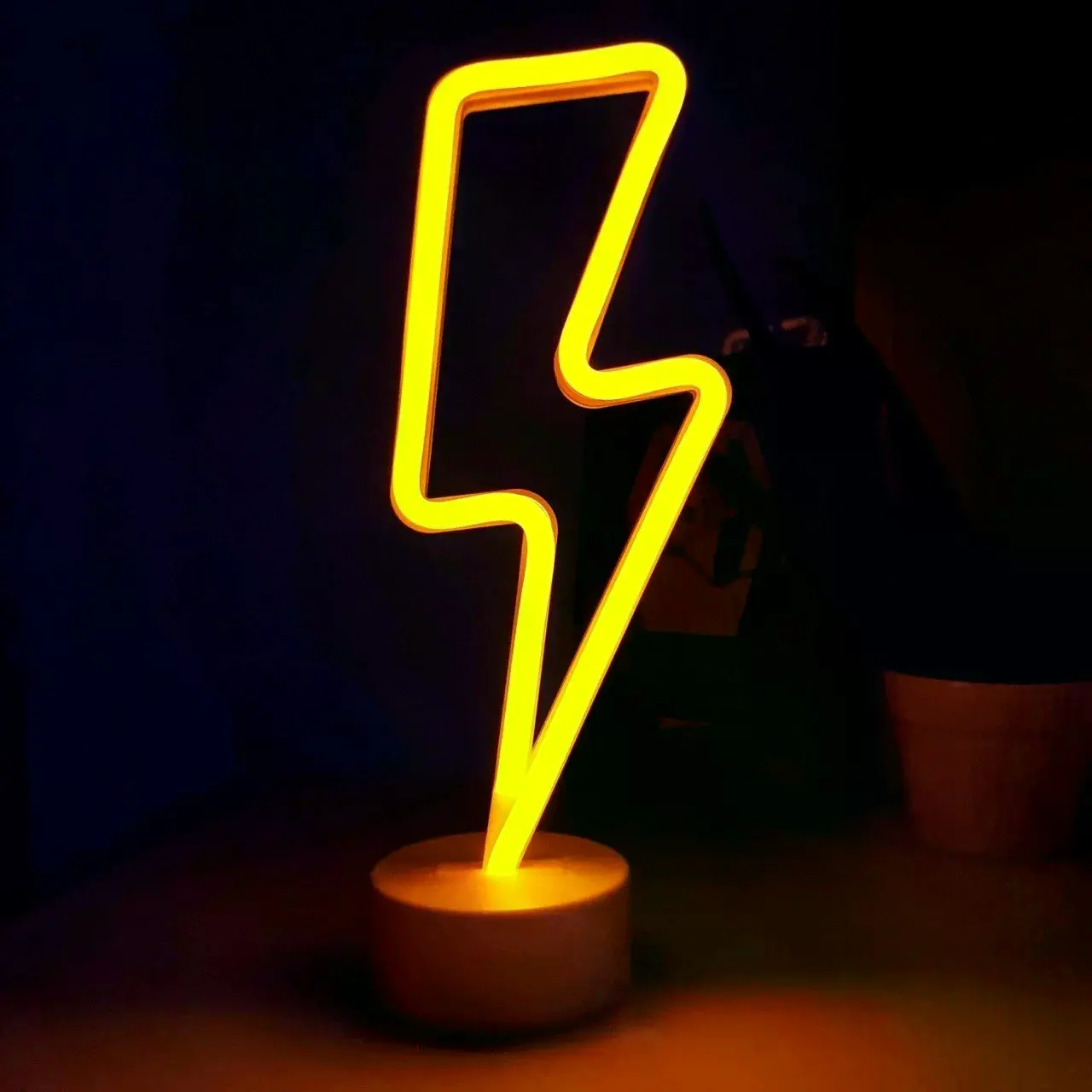 Neon Işıklı Şimşek Lamba Usb+pil