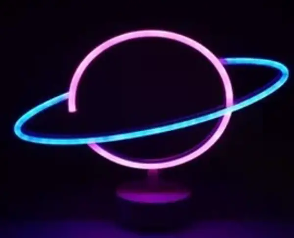 Neon Işıklı Satürn Lamba Pil+Usb MZ-N15
